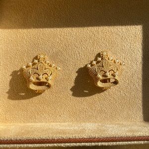 Hobe crown costume earrings vintage 40-50s clip on